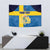 Custom Sweden Flag and Coat of arms Tapestry Three Crowns of Sweden
