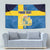 Custom Sweden Flag and Coat of arms Tapestry Three Crowns of Sweden