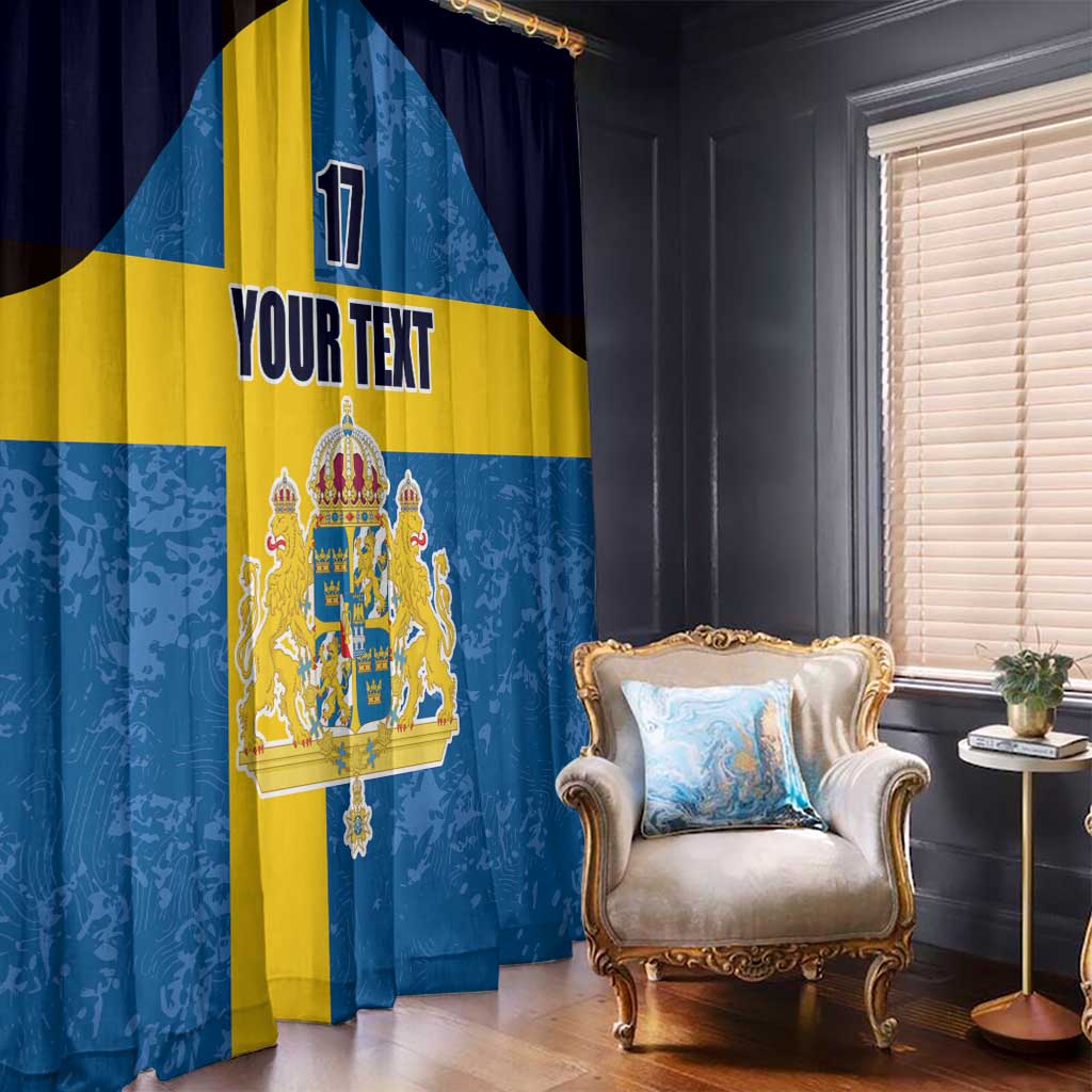 Custom Sweden Flag and Coat of arms Window Curtain Three Crowns of Sweden