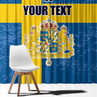 Custom Sweden Flag and Coat of arms Window Curtain Three Crowns of Sweden