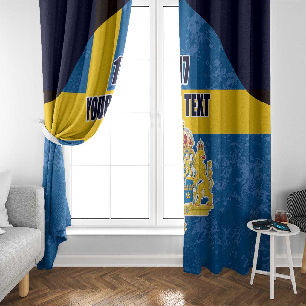 Custom Sweden Flag and Coat of arms Window Curtain Three Crowns of Sweden