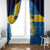 Custom Sweden Flag and Coat of arms Window Curtain Three Crowns of Sweden
