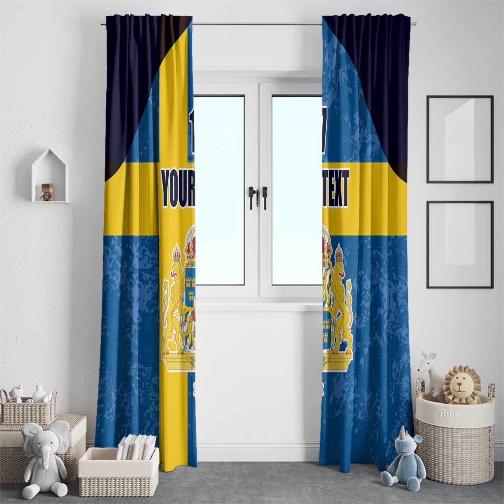 Custom Sweden Flag and Coat of arms Window Curtain Three Crowns of Sweden