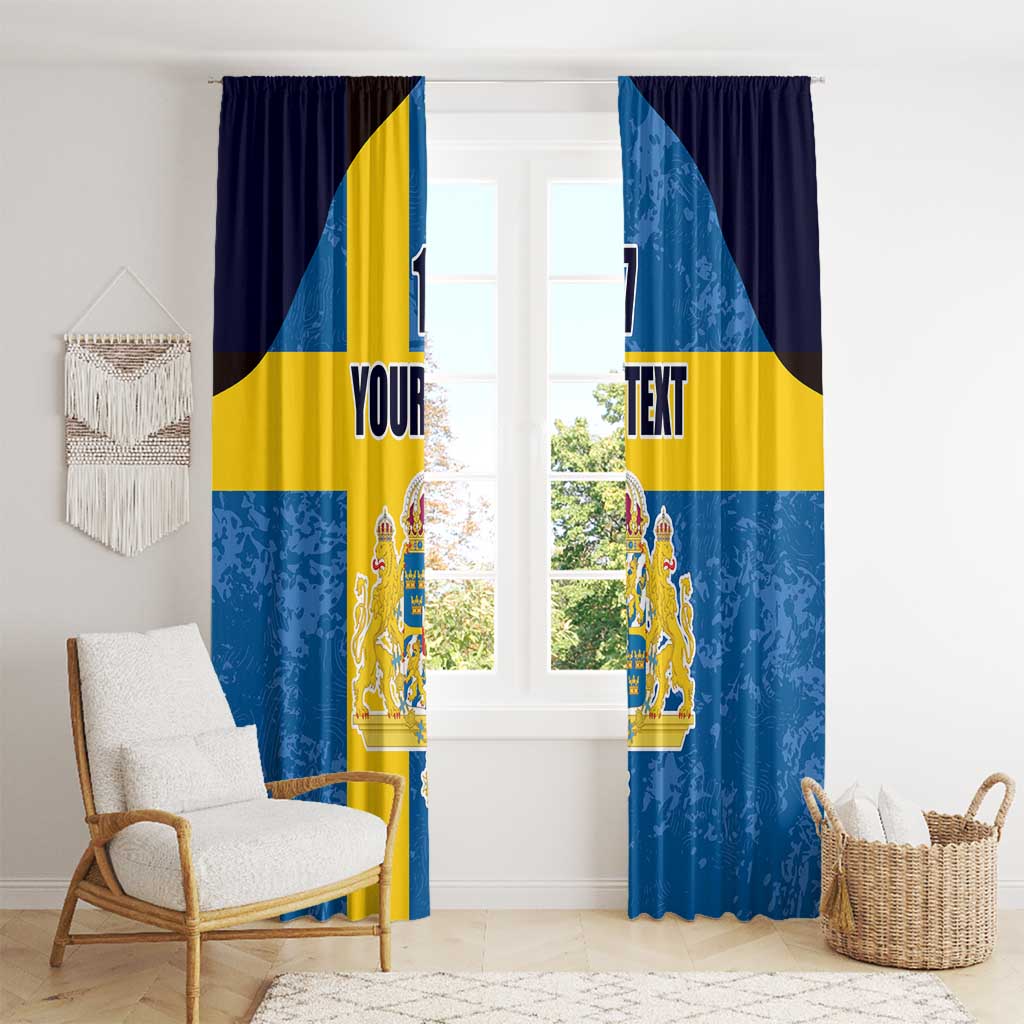 Custom Sweden Flag and Coat of arms Window Curtain Three Crowns of Sweden