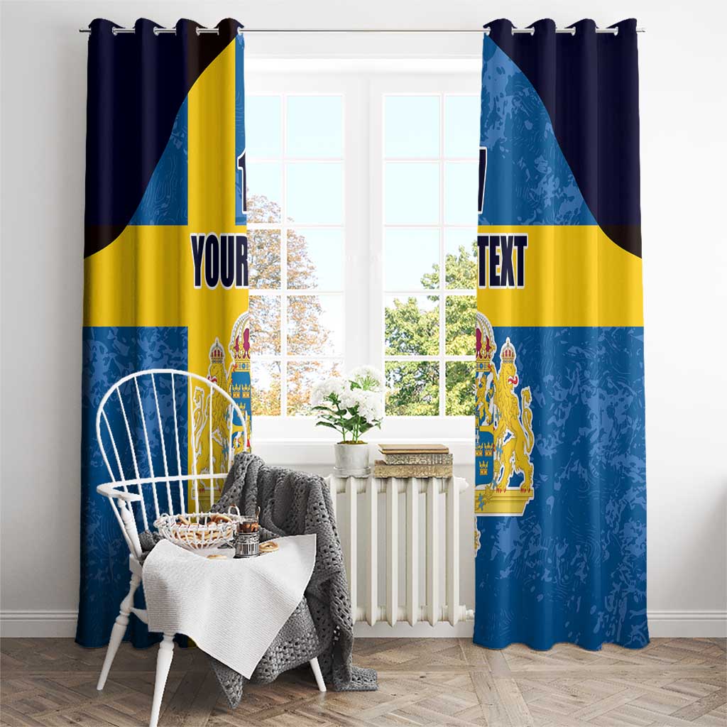 Custom Sweden Flag and Coat of arms Window Curtain Three Crowns of Sweden