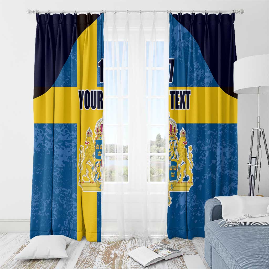 Custom Sweden Flag and Coat of arms Window Curtain Three Crowns of Sweden