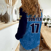 Custom Sweden Flag and Coat of arms Women Casual Shirt Three Crowns of Sweden