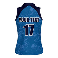 Custom Sweden Flag and Coat of arms Women Sleeveless Polo Shirt Three Crowns of Sweden