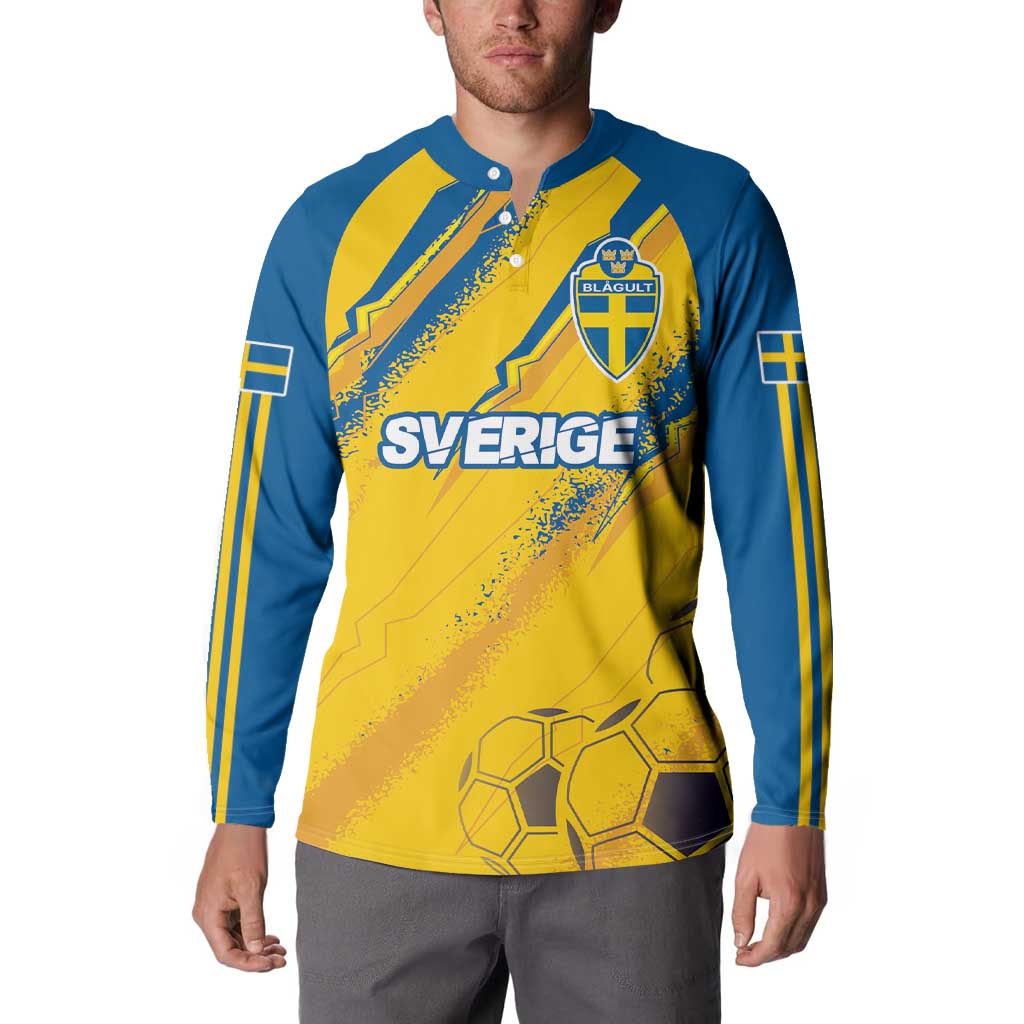 Custom Sweden Football Button Sweatshirt Sporty Style