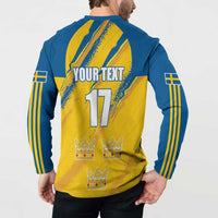 Custom Sweden Football Button Sweatshirt Sporty Style