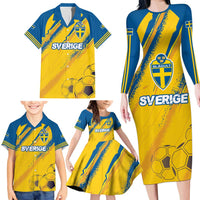 Custom Sweden Football Family Matching Long Sleeve Bodycon Dress and Hawaiian Shirt Sporty Style