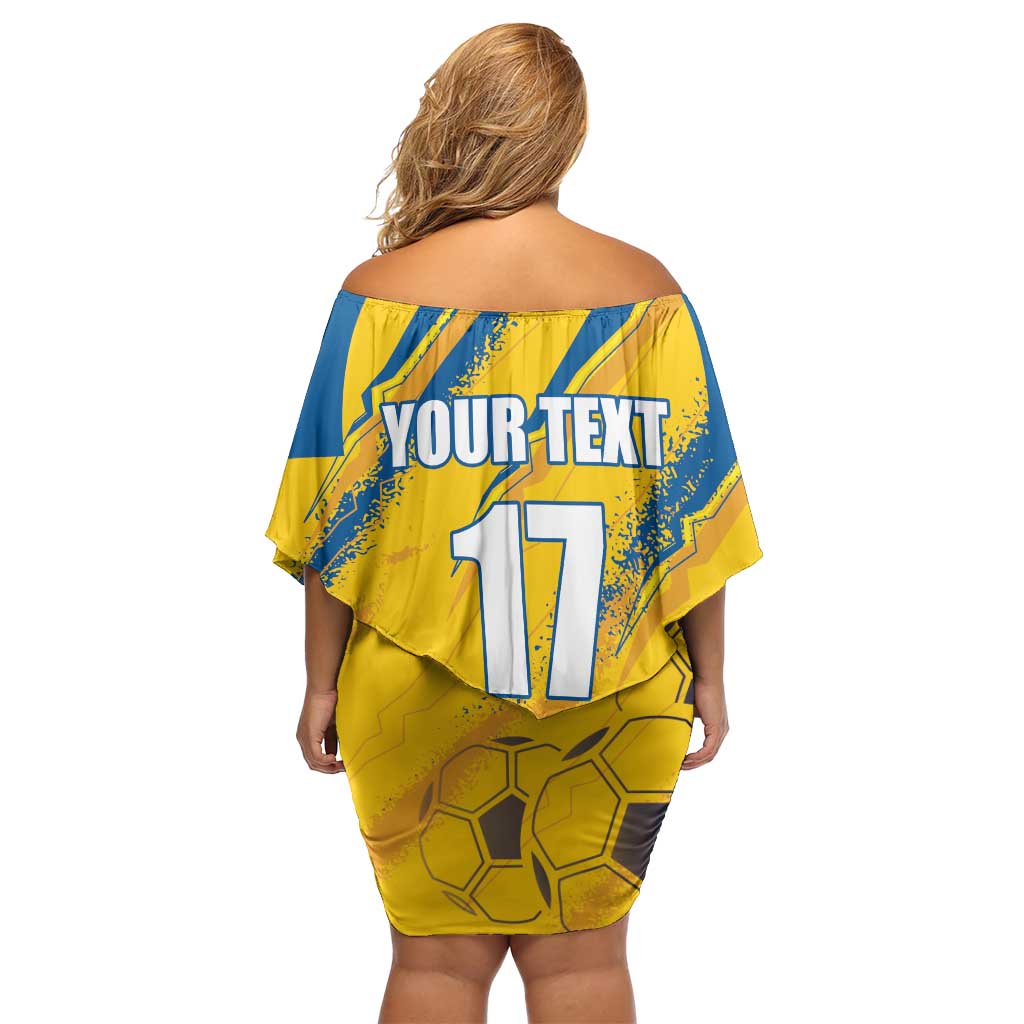 Custom Sweden Football Family Matching Off Shoulder Short Dress and Hawaiian Shirt Sporty Style