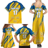 Custom Sweden Football Family Matching Summer Maxi Dress and Hawaiian Shirt Sporty Style