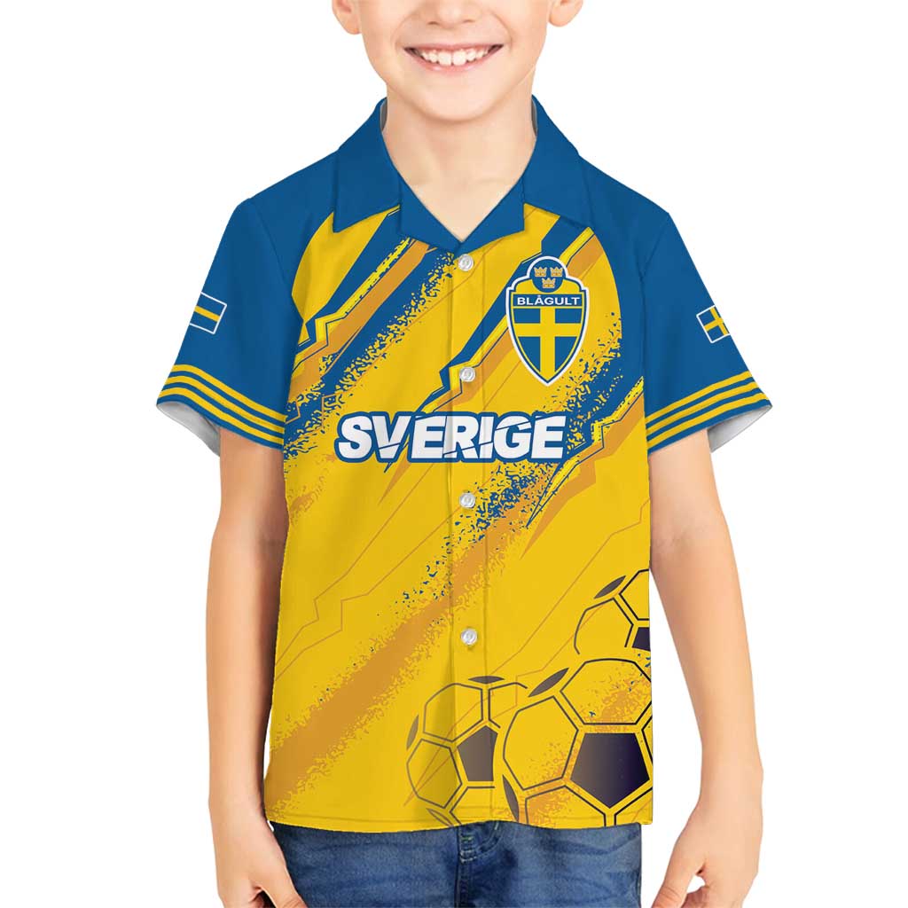 Custom Sweden Football Family Matching Summer Maxi Dress and Hawaiian Shirt Sporty Style