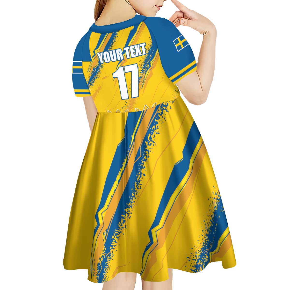 Custom Sweden Football Kid Short Sleeve Dress Sporty Style