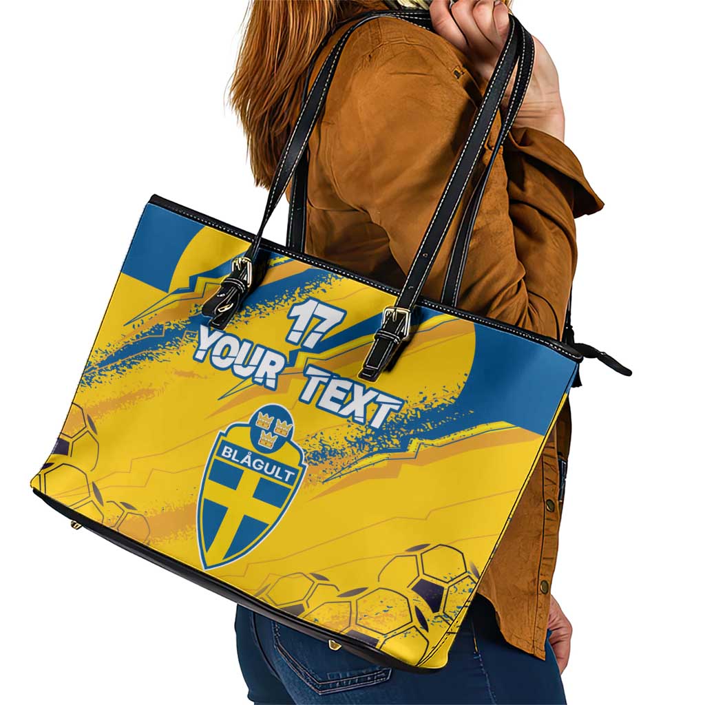 Custom Sweden Football Leather Tote Bag Sporty Style