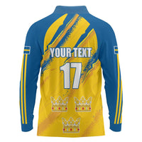Custom Sweden Football Long Sleeve Polo Shirt Sporty Style