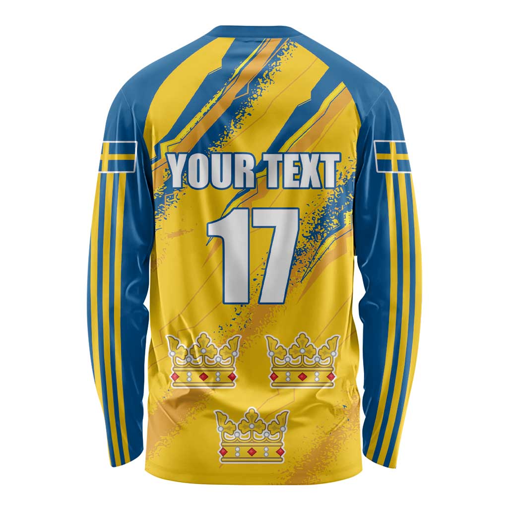 Custom Sweden Football Long Sleeve Shirt Sporty Style