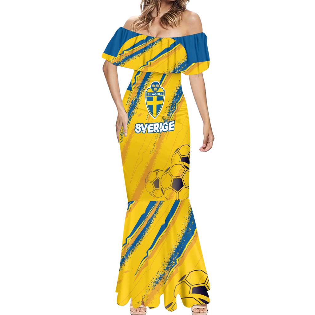 Custom Sweden Football Mermaid Dress Sporty Style
