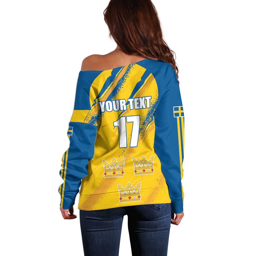 Custom Sweden Football Off Shoulder Sweater Sporty Style