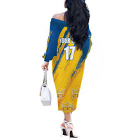 Custom Sweden Football Off The Shoulder Long Sleeve Dress Sporty Style