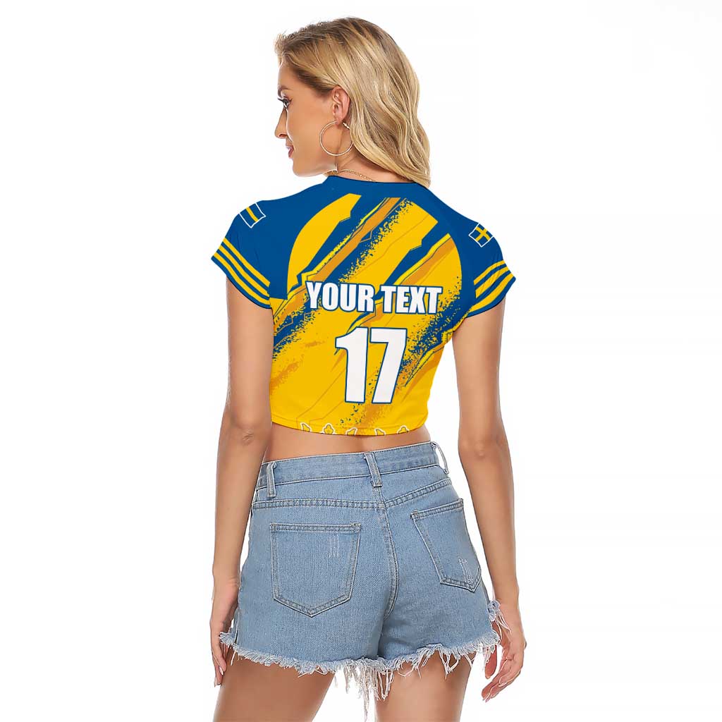Custom Sweden Football Raglan Cropped T Shirt Sporty Style