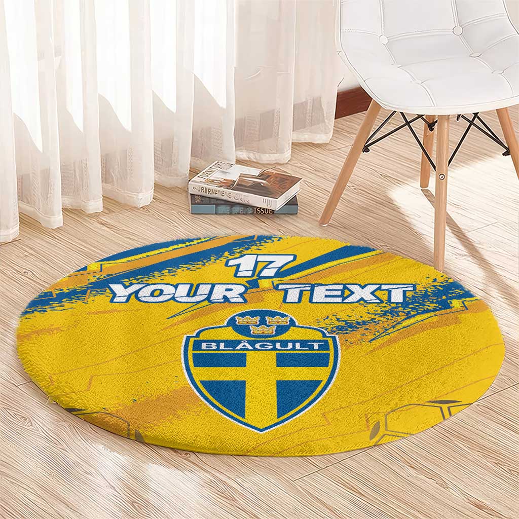 Custom Sweden Football Round Carpet Sporty Style