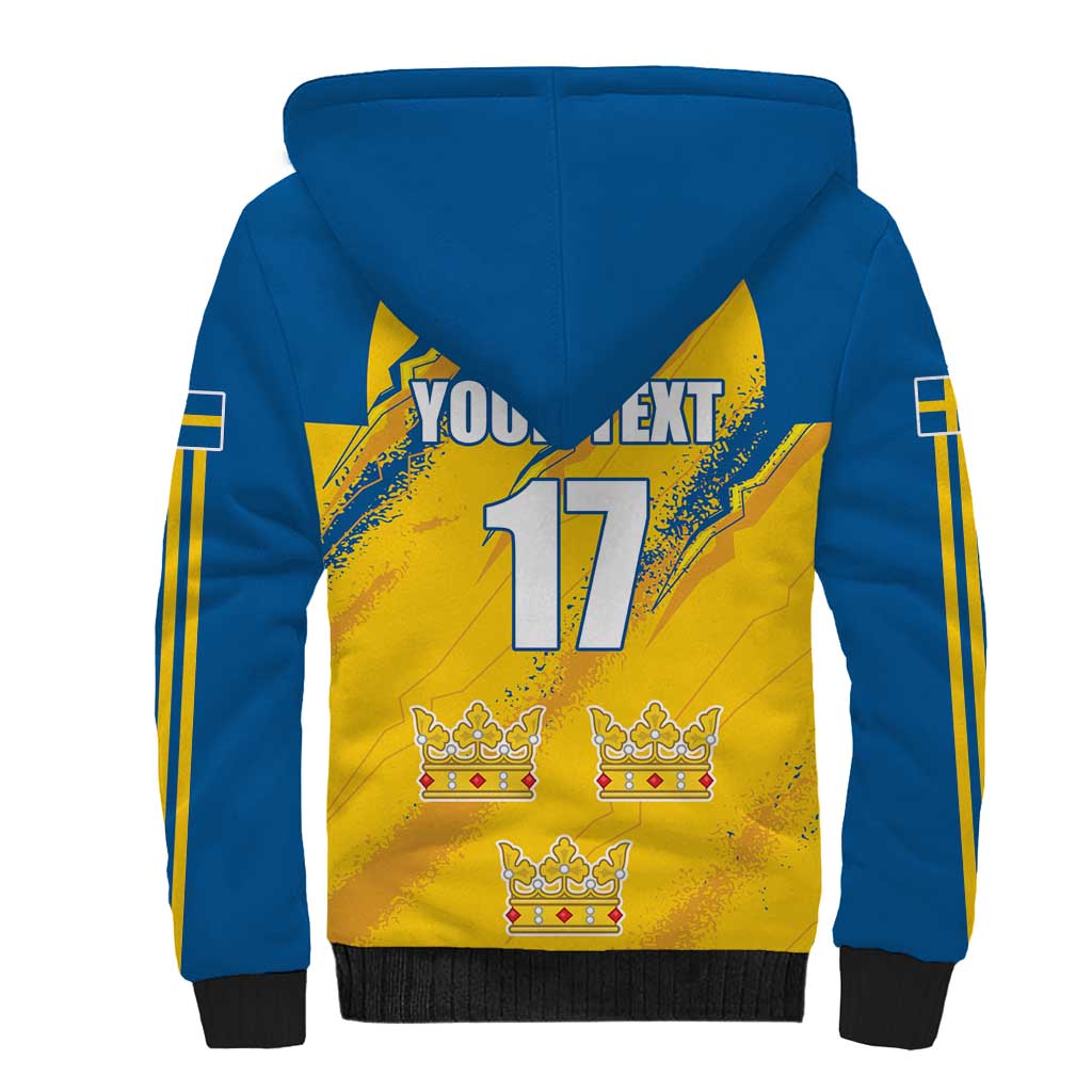Custom Sweden Football Sherpa Hoodie Sporty Style