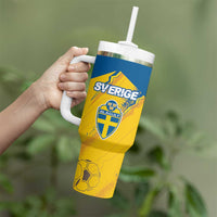 Custom Sweden Football Tumbler With Handle Sporty Style