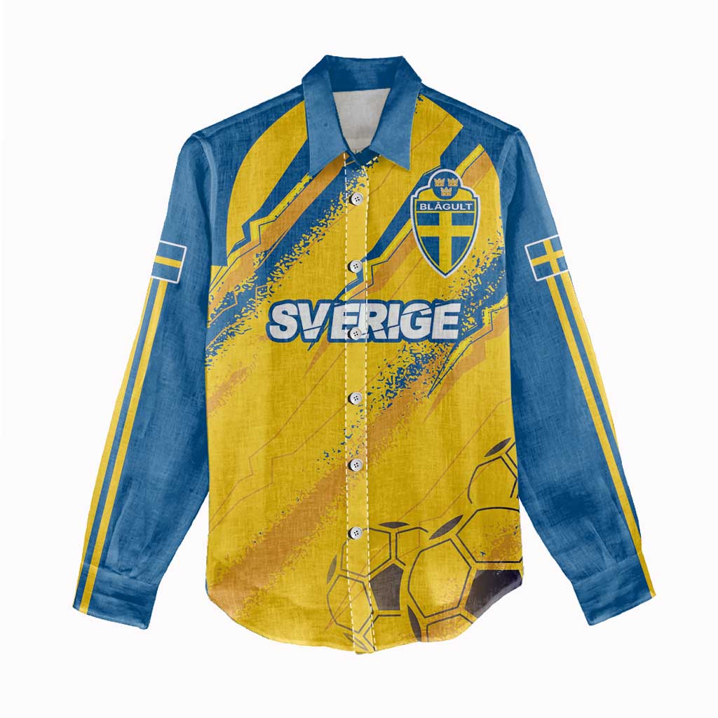 Custom Sweden Football Women Casual Shirt Sporty Style