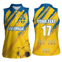 Custom Sweden Football Women Sleeveless Polo Shirt Sporty Style