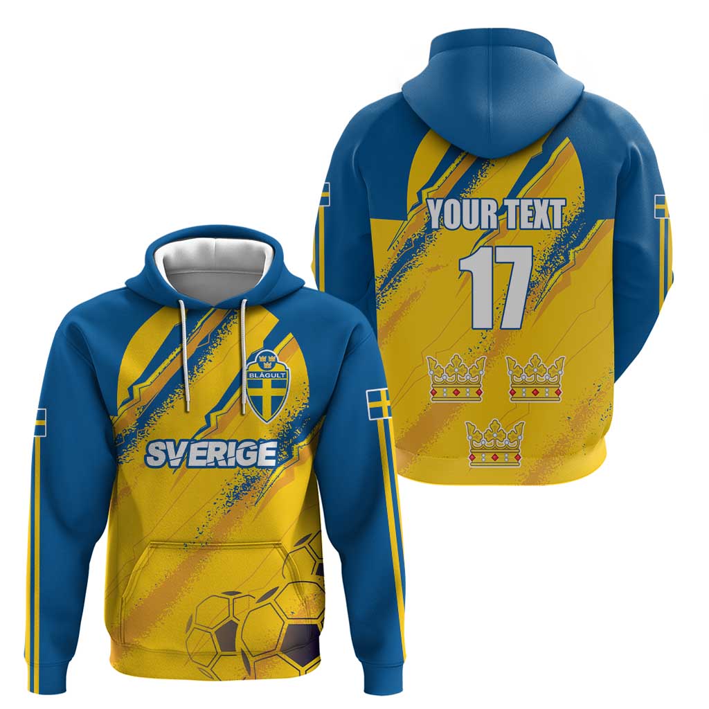 Custom Sweden Football Zip Hoodie Sporty Style