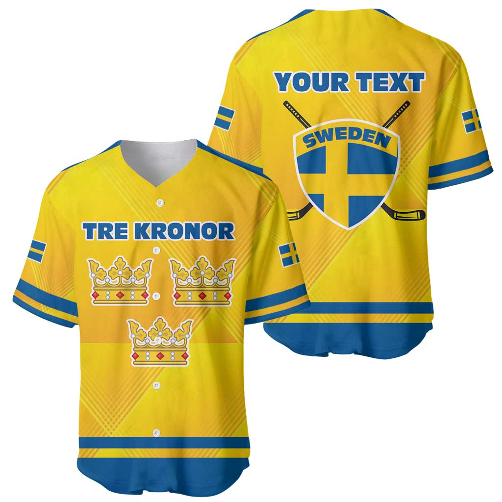 Personalized Sweden Ice Hockey Baseball Jersey Sporty Style