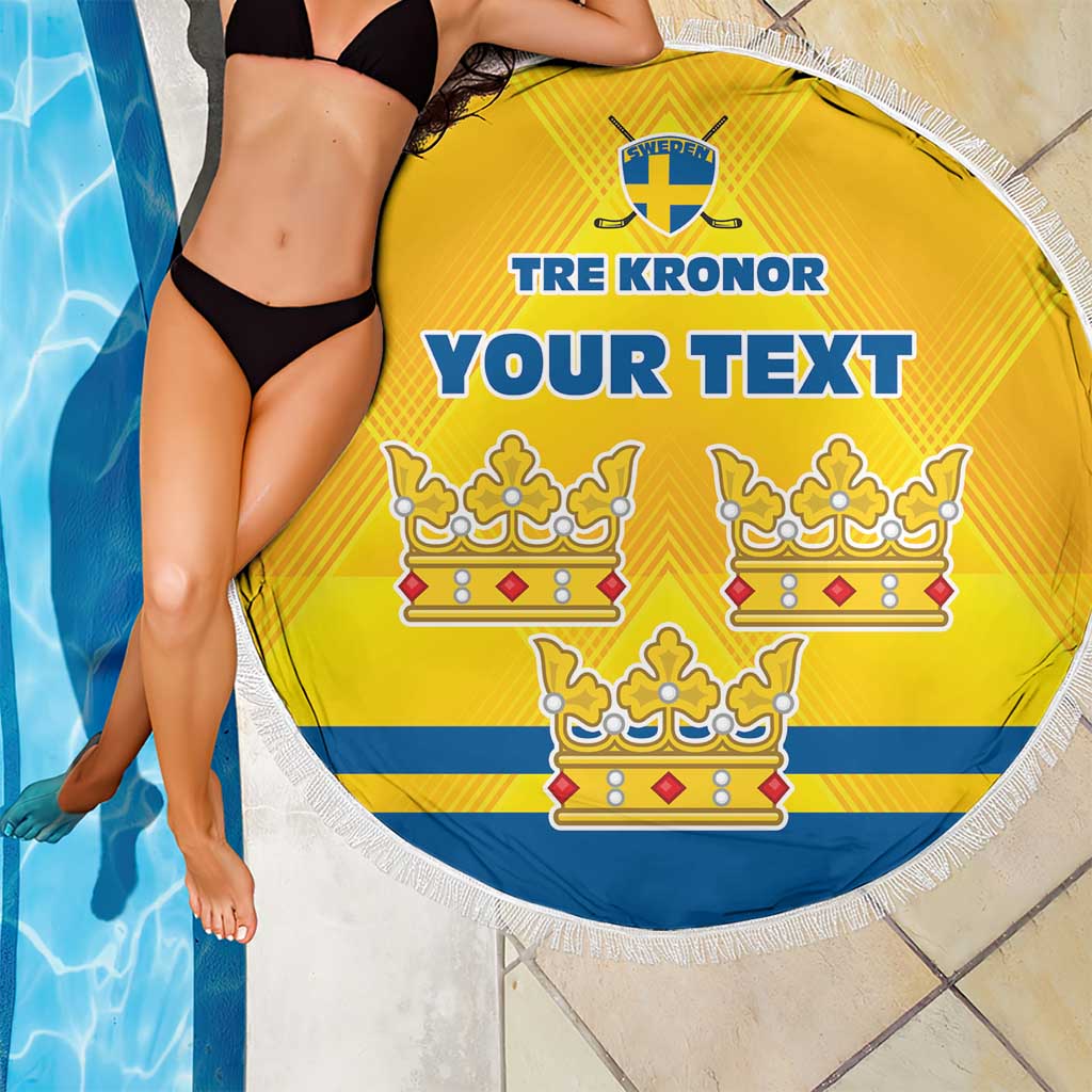 Personalized Sweden Ice Hockey Beach Blanket Sporty Style