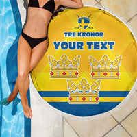 Personalized Sweden Ice Hockey Beach Blanket Sporty Style