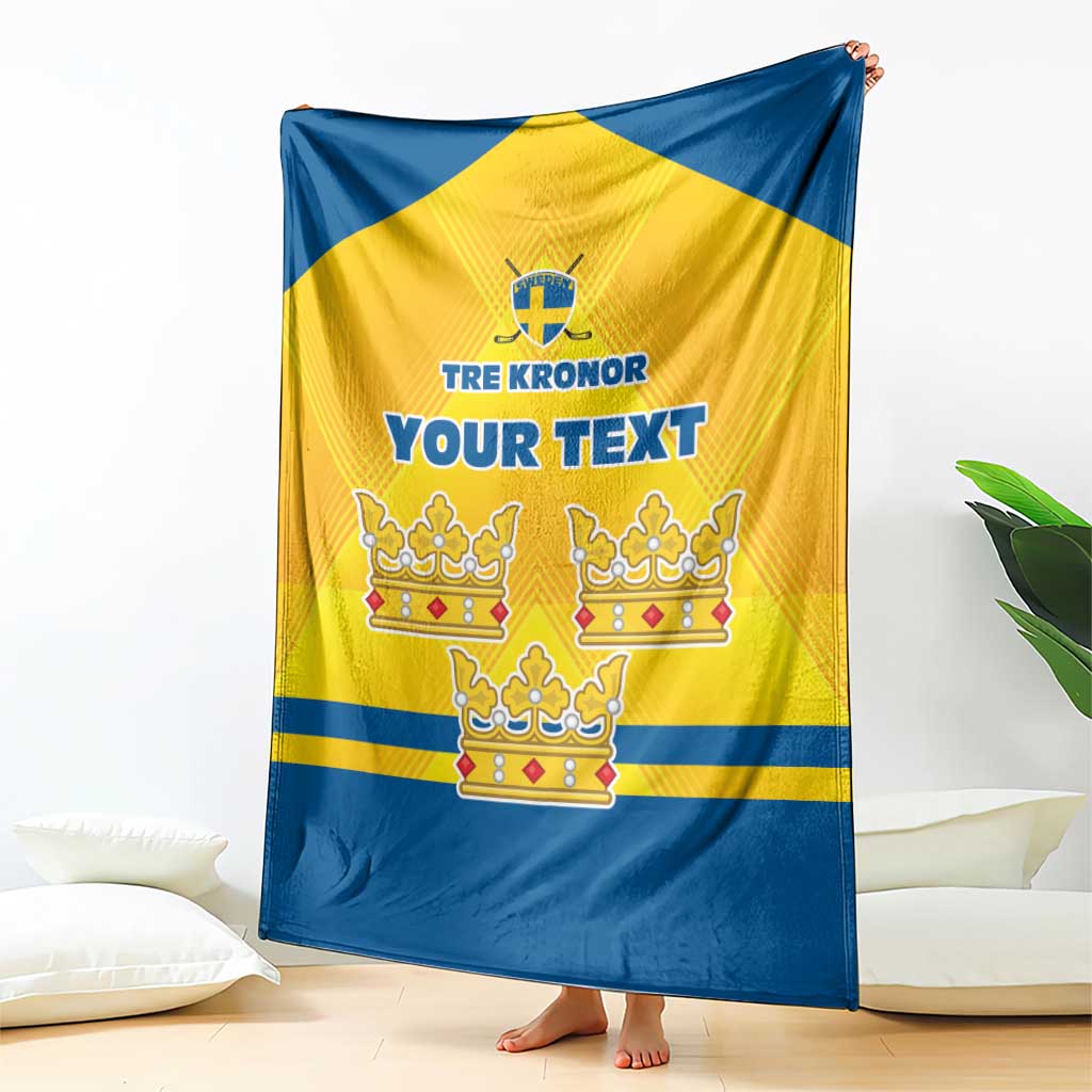 Personalized Sweden Ice Hockey Blanket Sporty Style