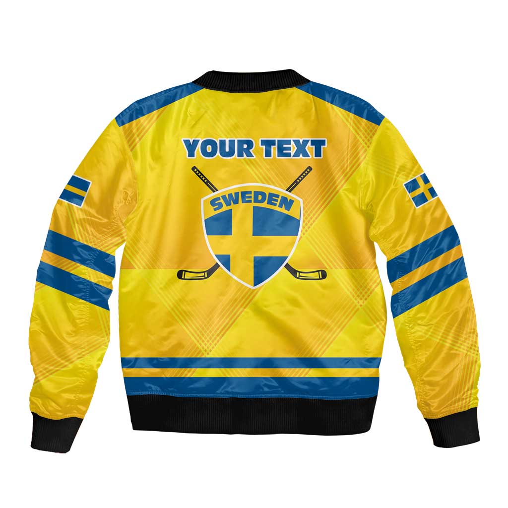 Personalized Sweden Ice Hockey Bomber Jacket Sporty Style