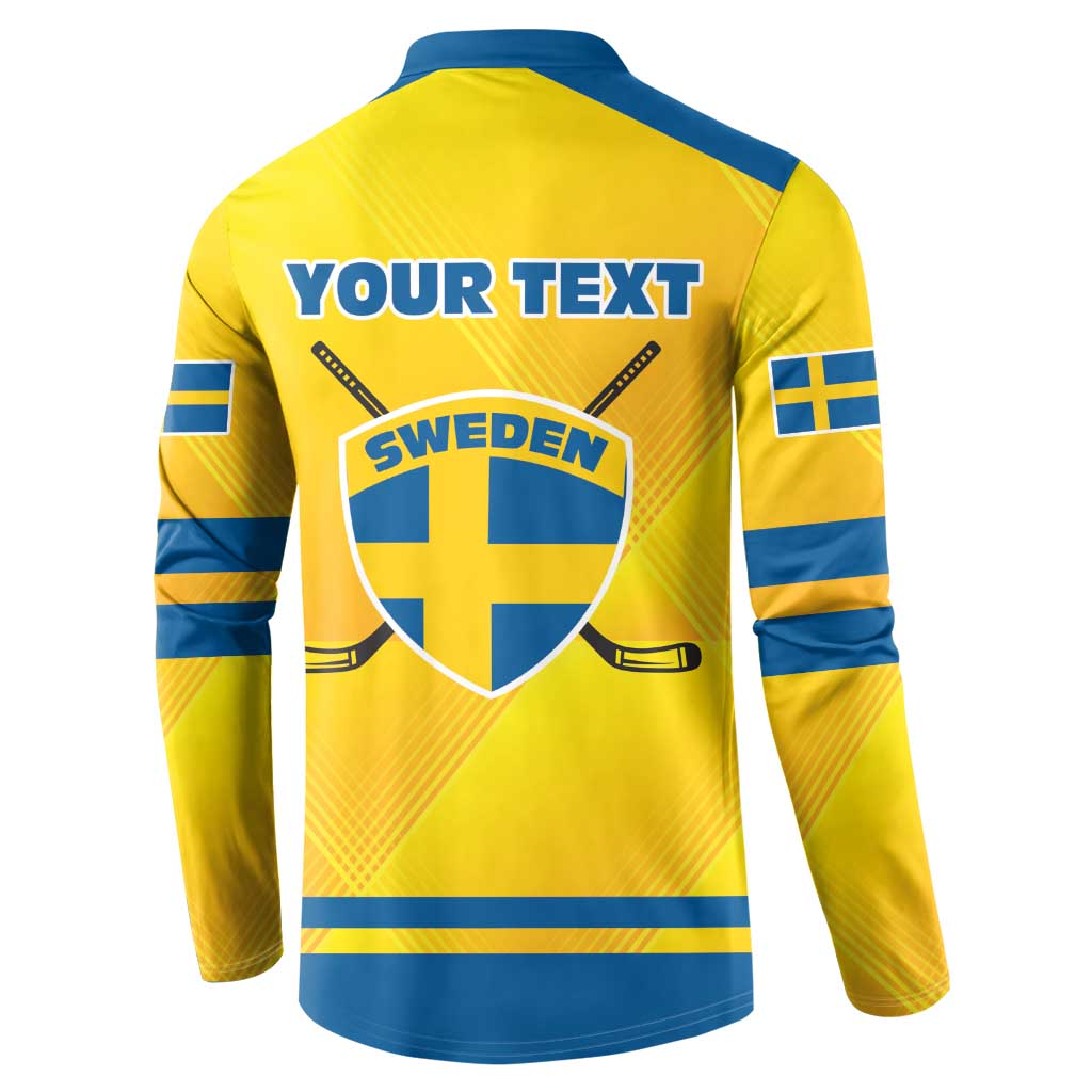 Personalized Sweden Ice Hockey Button Sweatshirt Sporty Style