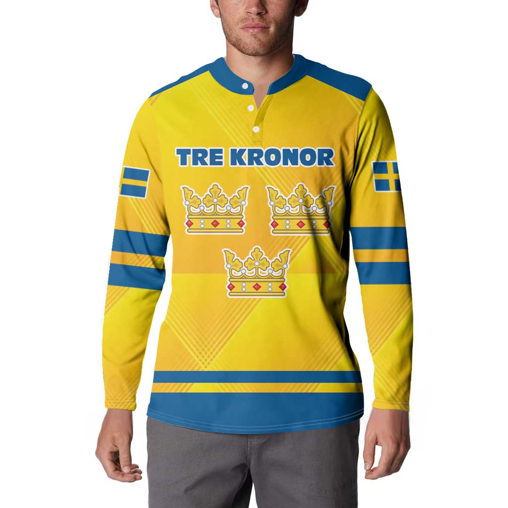 Personalized Sweden Ice Hockey Button Sweatshirt Sporty Style