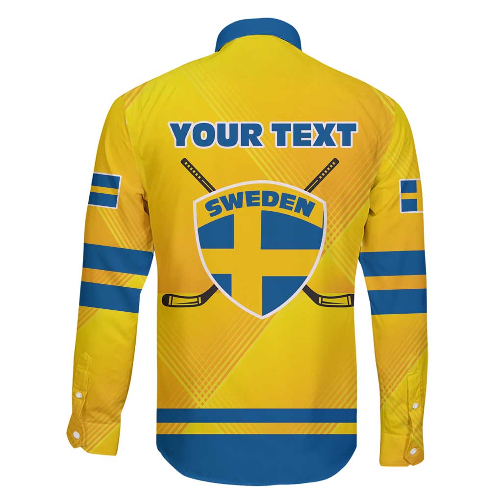Personalized Sweden Ice Hockey Family Matching Long Sleeve Bodycon Dress and Hawaiian Shirt Sporty Style