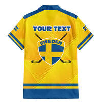 Personalized Sweden Ice Hockey Family Matching Mermaid Dress and Hawaiian Shirt Sporty Style