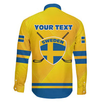 Personalized Sweden Ice Hockey Family Matching Short Sleeve Bodycon Dress and Hawaiian Shirt Sporty Style