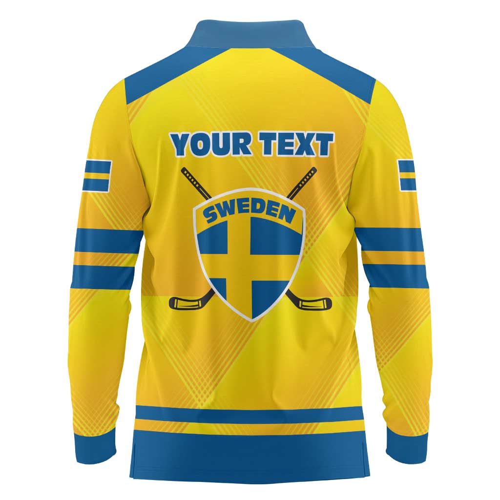Personalized Sweden Ice Hockey Long Sleeve Polo Shirt Sporty Style