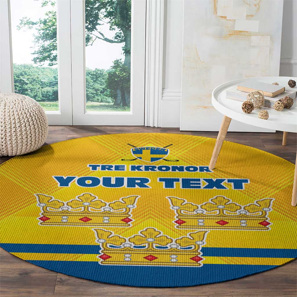 Personalized Sweden Ice Hockey Round Carpet Sporty Style