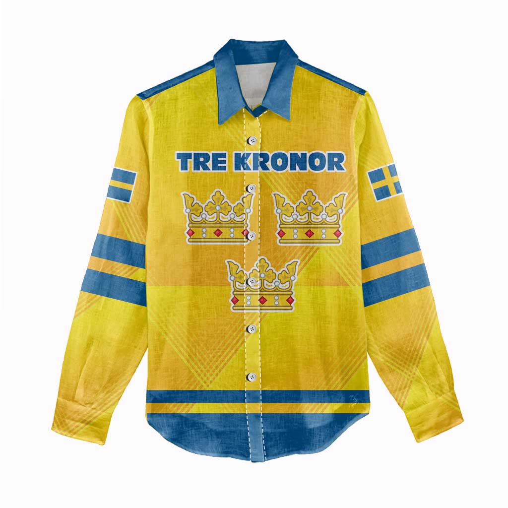 Personalized Sweden Ice Hockey Women Casual Shirt Sporty Style