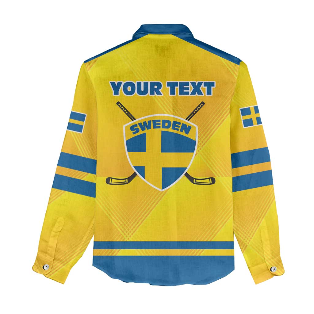 Personalized Sweden Ice Hockey Women Casual Shirt Sporty Style