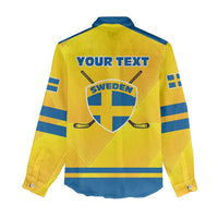 Personalized Sweden Ice Hockey Women Casual Shirt Sporty Style