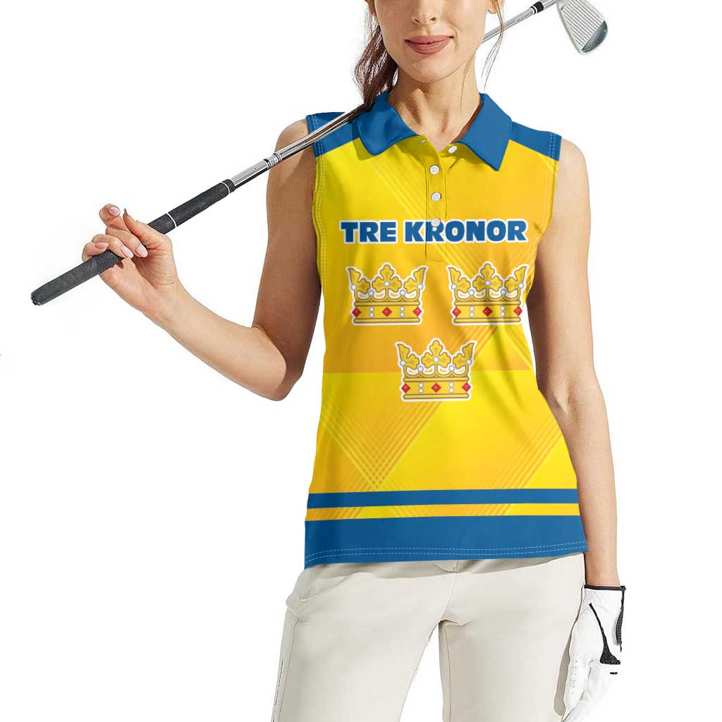 Personalized Sweden Ice Hockey Women Sleeveless Polo Shirt Sporty Style