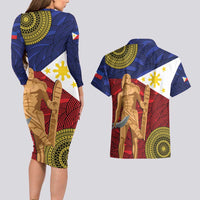 Philippines National Flag Day 28 May Couples Matching Long Sleeve Bodycon Dress and Hawaiian Shirt Lapu-Lapu King