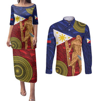 Philippines National Flag Day 28 May Couples Matching Puletasi and Long Sleeve Button Shirt Lapu-Lapu King